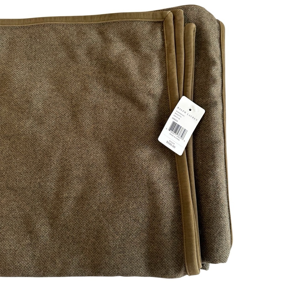 Ralph Lauren Barletta Green Throw Blanket with Leather Trim Sz 54x72 NWT